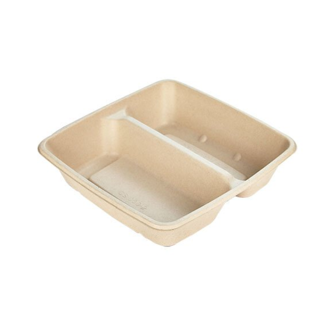 CS1000-2 Recyclable 2 parts Take Away Box 300sets/ctn(+ CS1000PF Clear Lid Hot Meal) | CS1000-2 环保两格外卖盒 300套/箱 (+ CS1000PF 热餐透明盖)