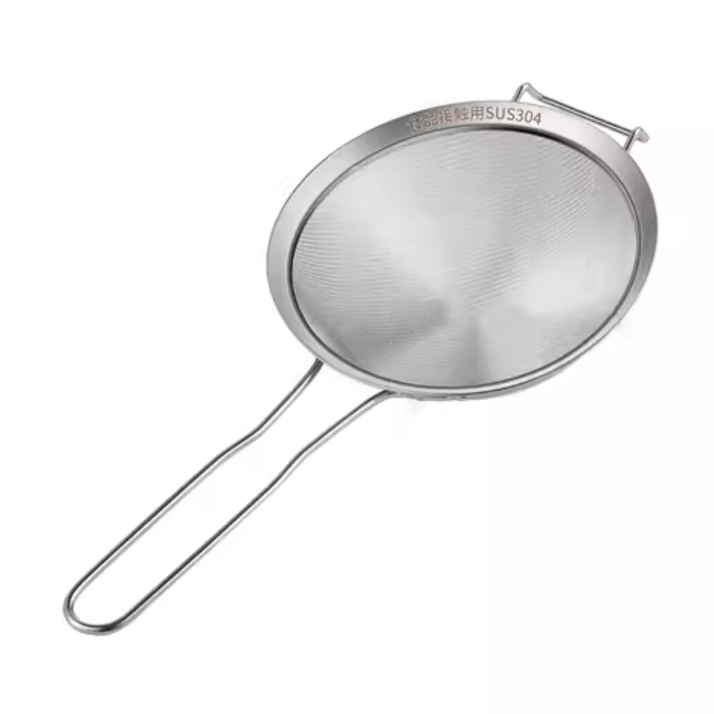 Strainer 10ich - 26cm with Ear For Oil (kpl) | 26cm (油捞/撇渣器) 特厚密集细网不锈钢柄笊篱 带耳/个