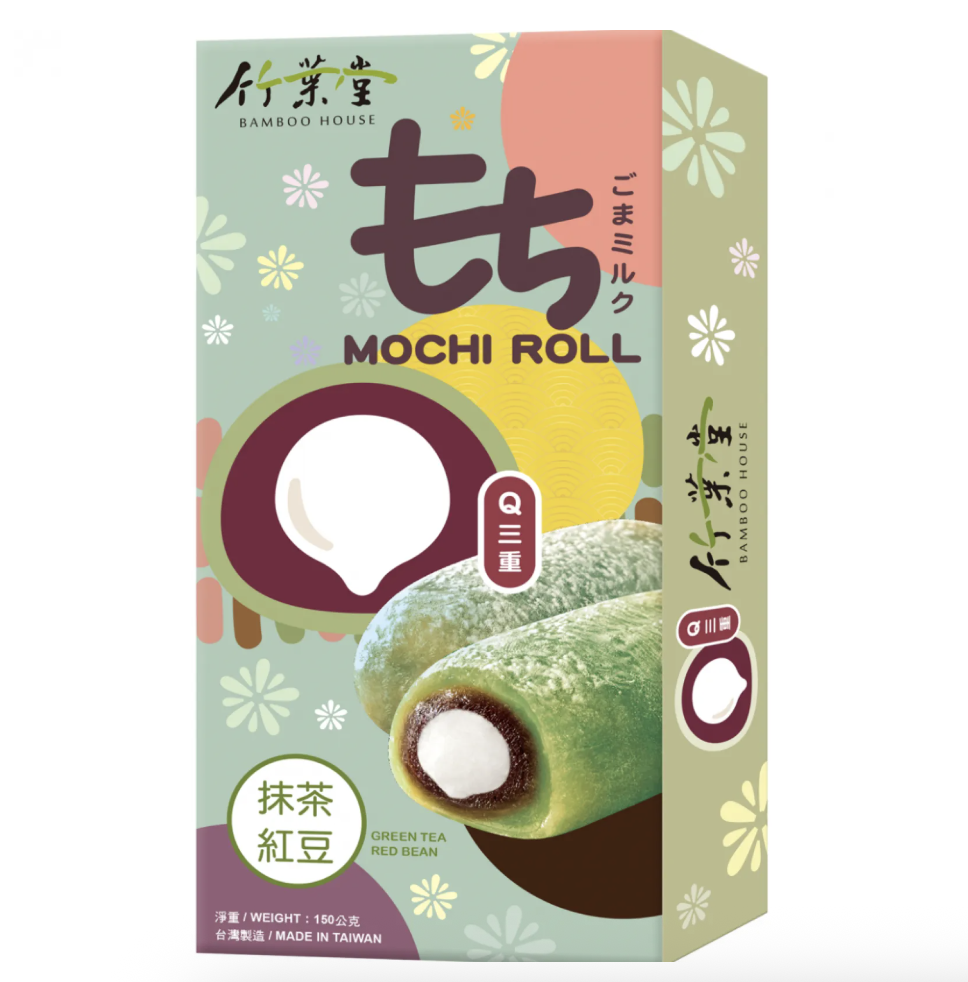 BAMBOO HOUSE Q3 Mochi Roll Matcha Red Bean Flavor 150g | 竹叶堂 三重麻薯卷 抹茶红豆味 150g