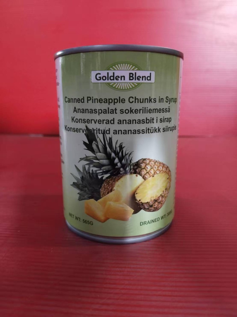 Golden Blend Canned Pineapple chunk in syrup (hand cut) 565g | Golden Blend 糖水菠萝块罐头（手工切块）565g