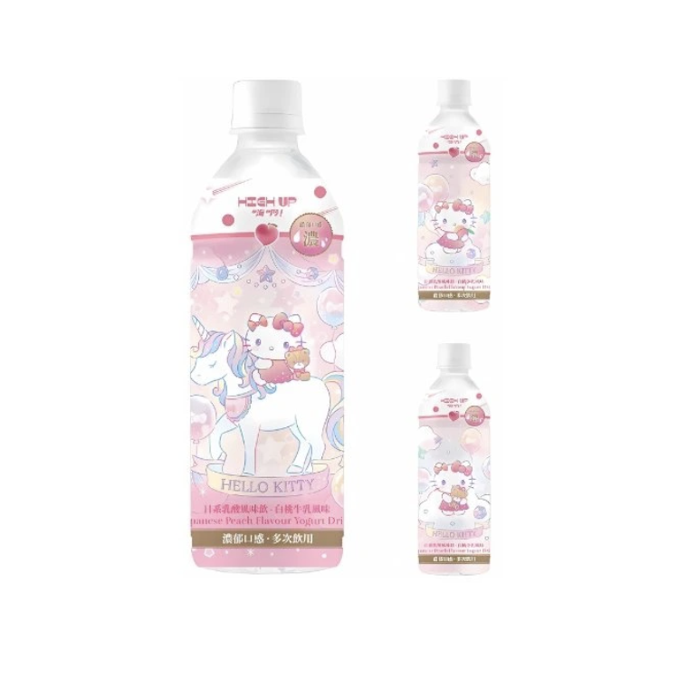 HIGH UP Hello Kitty Peach Yogurt Drink 500ml | 嗨啊 日系乳酸菌饮料 白桃味 500ml