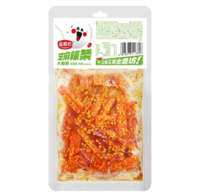 JMF Sesame Spicy Wheat Gluten Snack 90g | 金磨坊 芝麻辣条大面筋 90g