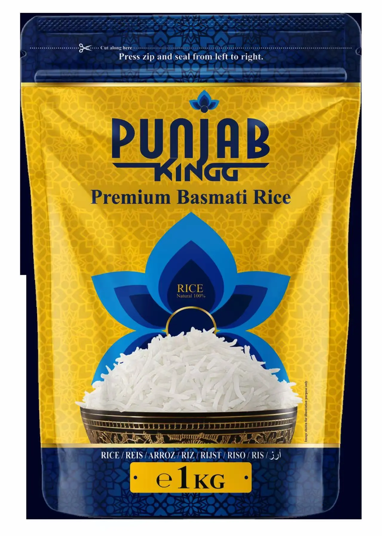 Blue PUNJAB Steam Basmati Rice 1kg/Bag | PUNJAB 蒸制印度香米 1kg/袋
