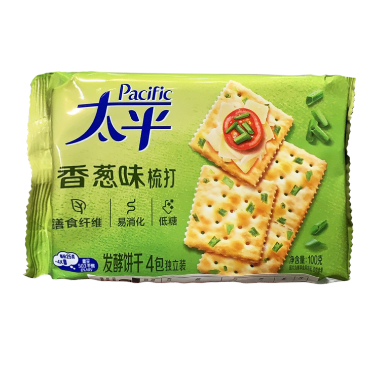 Taiping Soda Crackers Scallion Flavor 100g | 太平 梳打饼干 香葱味 100g