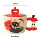 Mug With Apple Cat Design Red 450ml | 苹果猫咪杯 红色 450ml