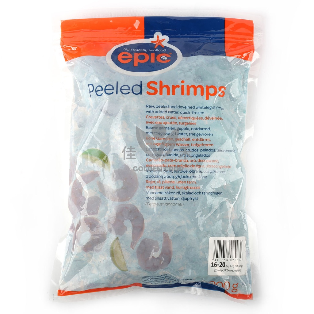 EPIC 16/20 Raaka & kuoritut katkaravut  800g | EPIC 16/20 PD 白虾虾仁 800g