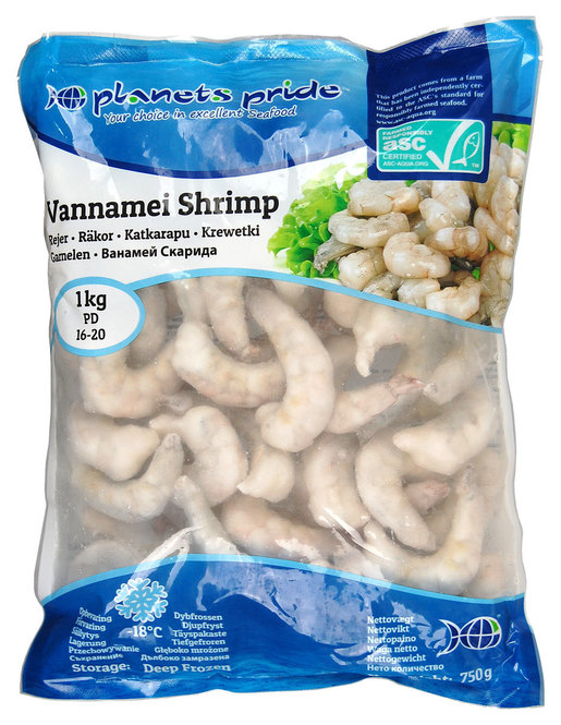 PLANETS PRIDE Vannamei Shrimp 16/20 HLSO EZP 750g | PP 证书 16/20 开背白虾 (无头有壳) 750g 