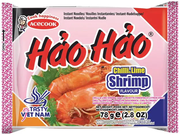 ACECOOK Sour Hot Shrimp Flavour 77g | 好好 酸辣虾味方便面 77g