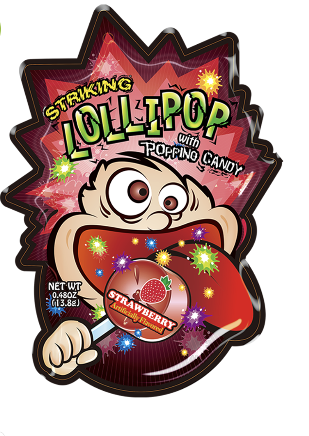 STRIKING Lollipop With Popping Candy Strawberry Flav. 13.8g | STRIKING 跳跳棒棒糖  草莓味 13.8g