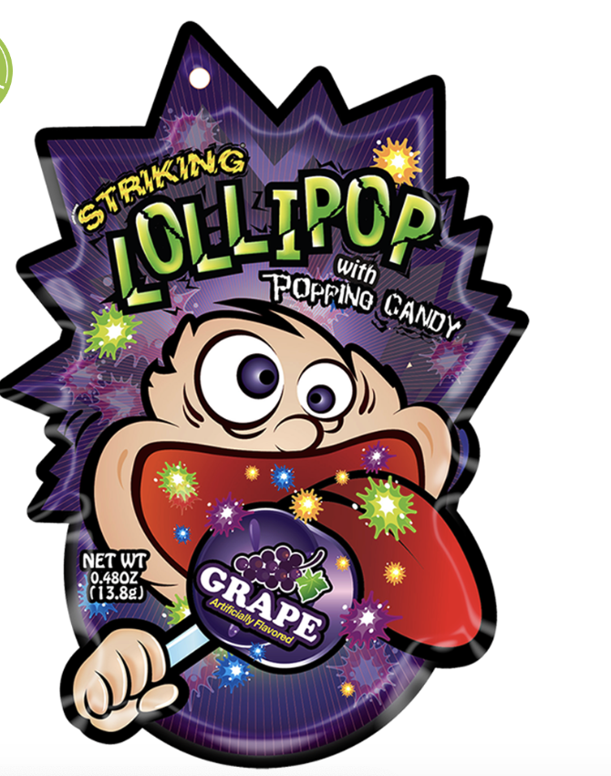 STRIKING Lollipop With Popping Candy Grape Flav. 13.8g | STRIKING 跳跳棒棒糖  葡萄味 13.8g