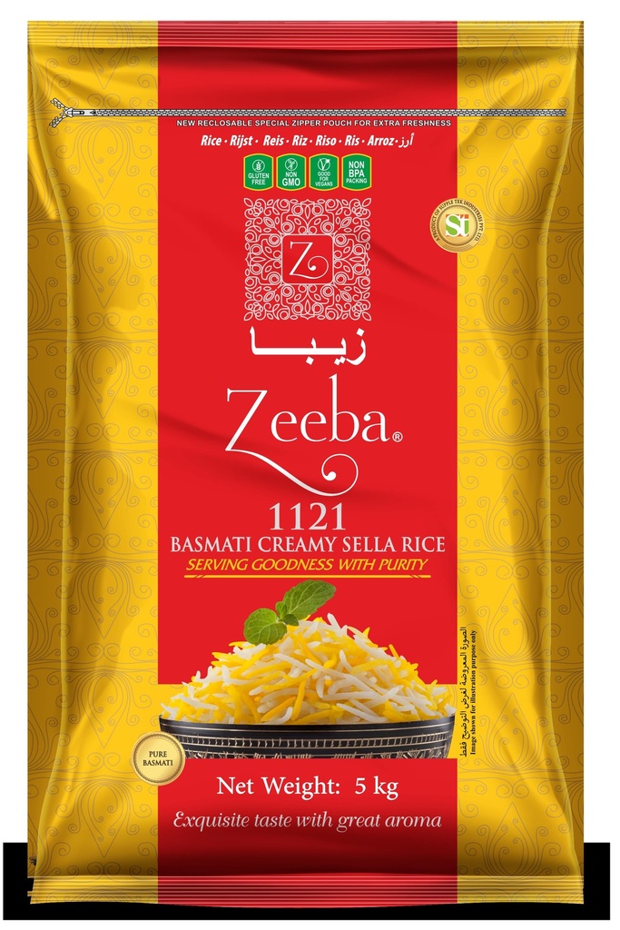 Red。PUNJAB Basmati Creamy Sella Rice (1121) 5kg /BAG | PUNJAB 印度香米 (1121) 5kg /袋