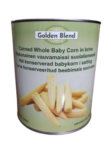 Golden Blend Canned Whole Baby Corn in brine  2950g*6/CTN | Golden Blend 玉米条(整)  2950g*6/箱