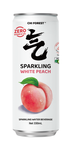 Spartao only Chi Forest Sparkling Water White Peach Flavor TIN 330 ml | 元气森林 0卡0脂 白桃味 苏打水 330 ml 罐装