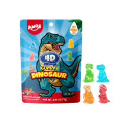 AMOS 4D Gummy Dinosaur Fruity Flavor 65g | AMOS 4D恐龙造型软糖 水果味 65g
