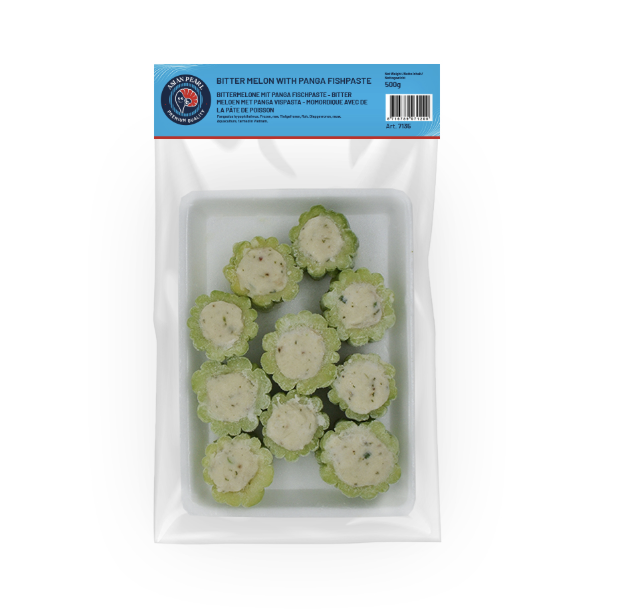 ASIAN PEARL Frozen Bitter Melon With Panga Fishpaste Raw 500g | ASIAN PEARL 冰冻 苦瓜夹巴沙鱼滑 500g