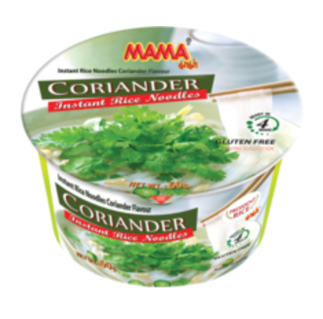 MAMA Pikanuudeli Riisinuudeli Korianterin maku Gluteeniton Kulhovalikoima 60g | MAMA 即食河粉 香菜味 碗 60g