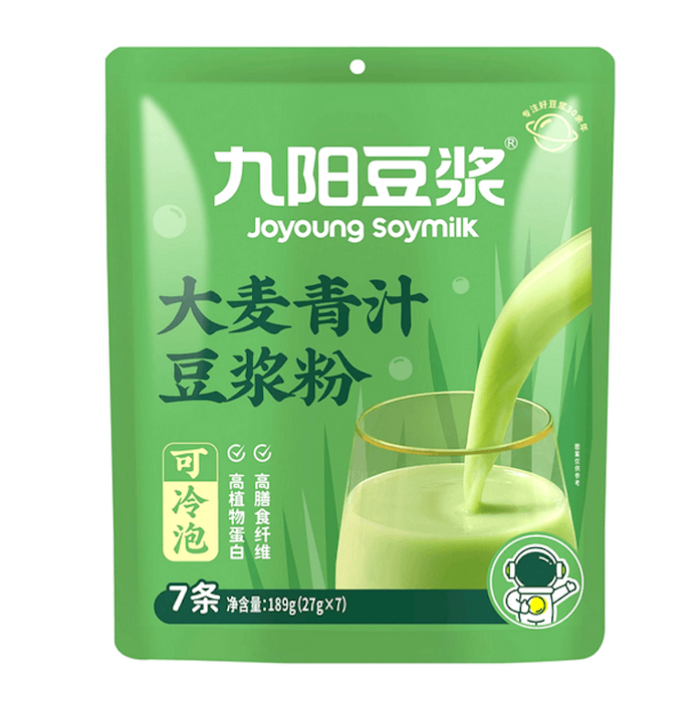 JY Soy Milk Powder Barley Green Flavor Stand-up Pouch 27g*7 | 九阳 豆浆粉 大麦青汁味 自立袋 27g*7