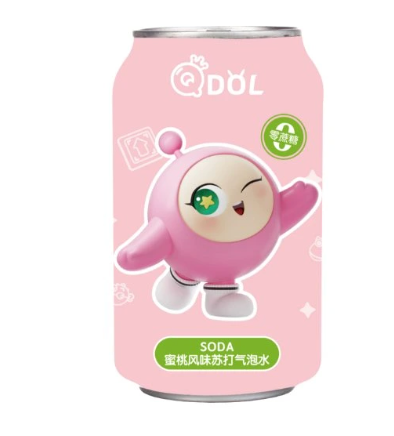 QDOL Egg Party Drink Jasmine Peach Flavor 330ml | QDOL 蛋仔派对苏打水 茉莉蜜桃味 330ml