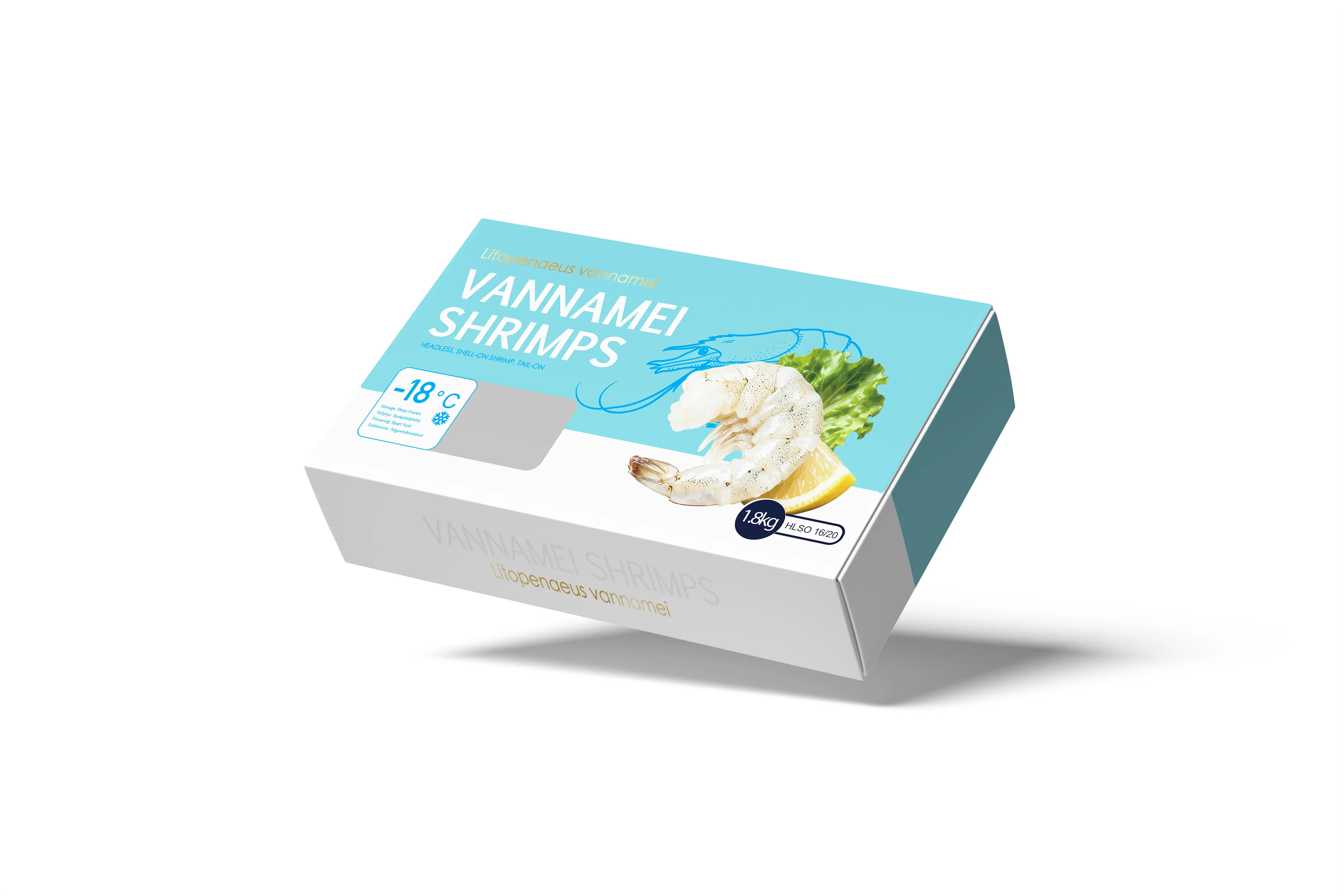 Aquaglobe Vannamei Shrimps 16/20 HLSO 1.8kg(1.44kg) | Aquaglobe 白虾 16/20 (无头有壳)1.8kg(净重1.44kg)