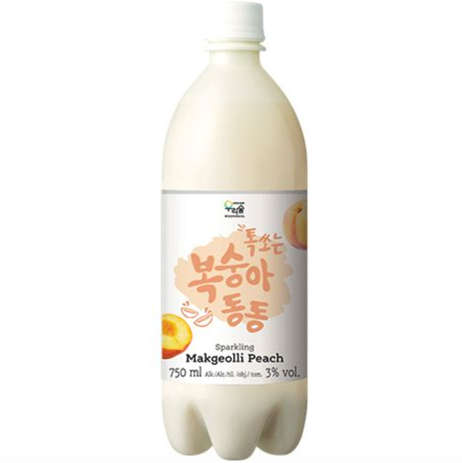 Woorisool Korean Rice Wine Makgeolli 3% Alc. Peach Flavor 750ml | Woorisool 韩国米酒 酒精度 3% vol. 蜜桃味 750ml