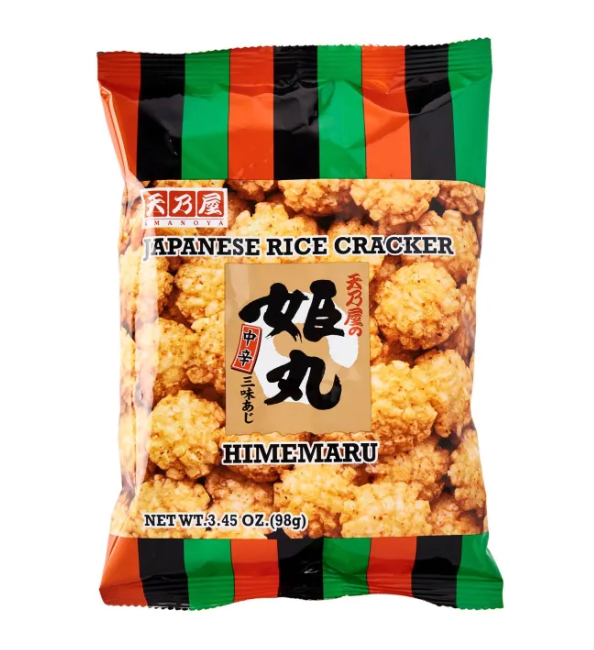 Amanoya Himenmaru Riisikeksit, Tulinen Maku 98 g | Amanoya 姬丸 米果 香辣味 98g