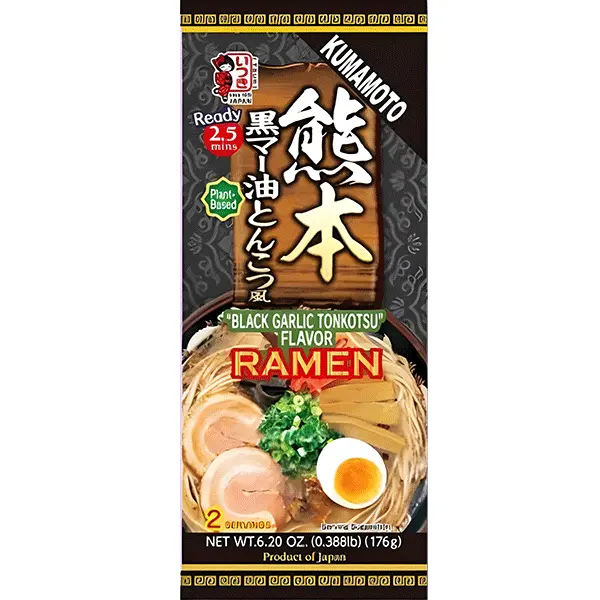 Itsuki Kumamoto Ramen Noodle Black Garlic Tonkotsu Flavor 176g | 熊本拉面 黑蒜豚骨味 176g