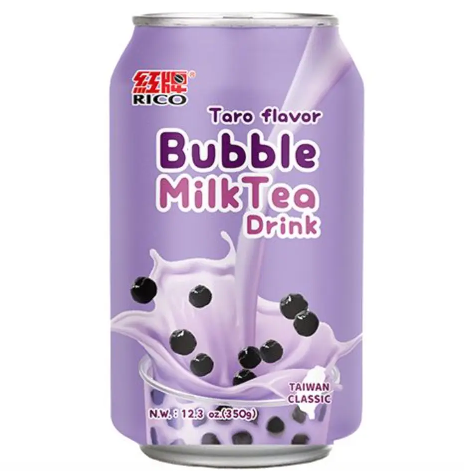 RICO Bubble Milk Tea Drink Taro Flavor 340ml | 红牌 波霸奶茶 芋头味 340ml