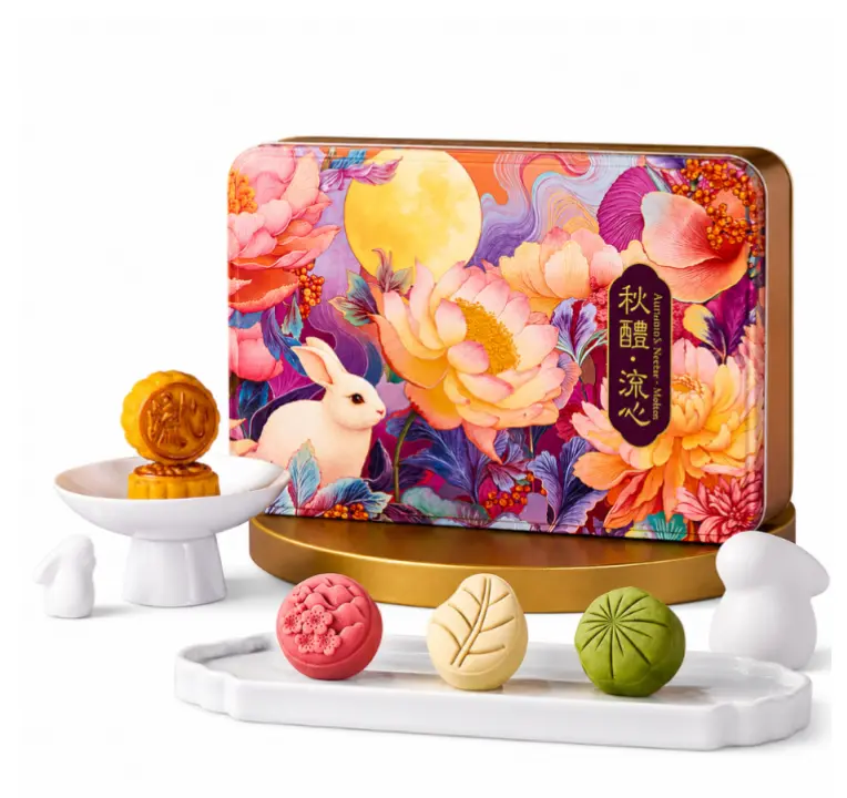 EULONG Kuukakku Lahjapakkaus, Valuva Täyte 400 g | 元朗 秋醴·流心月饼礼盒 400g