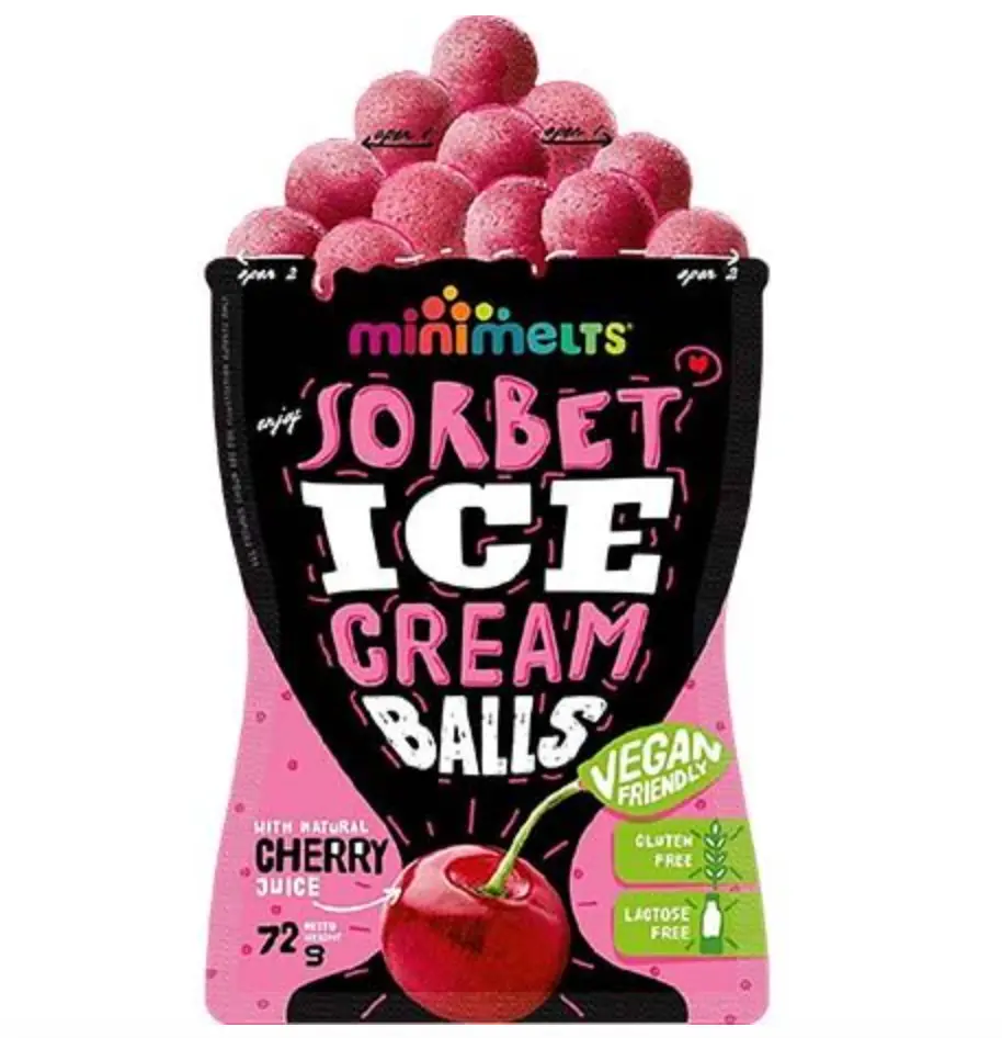 Mini Melts Kirsikanmakuinen sorbettijäätelöpallot 72 g | Mini Melts 冰淇淋雪芭球 樱桃味 72g