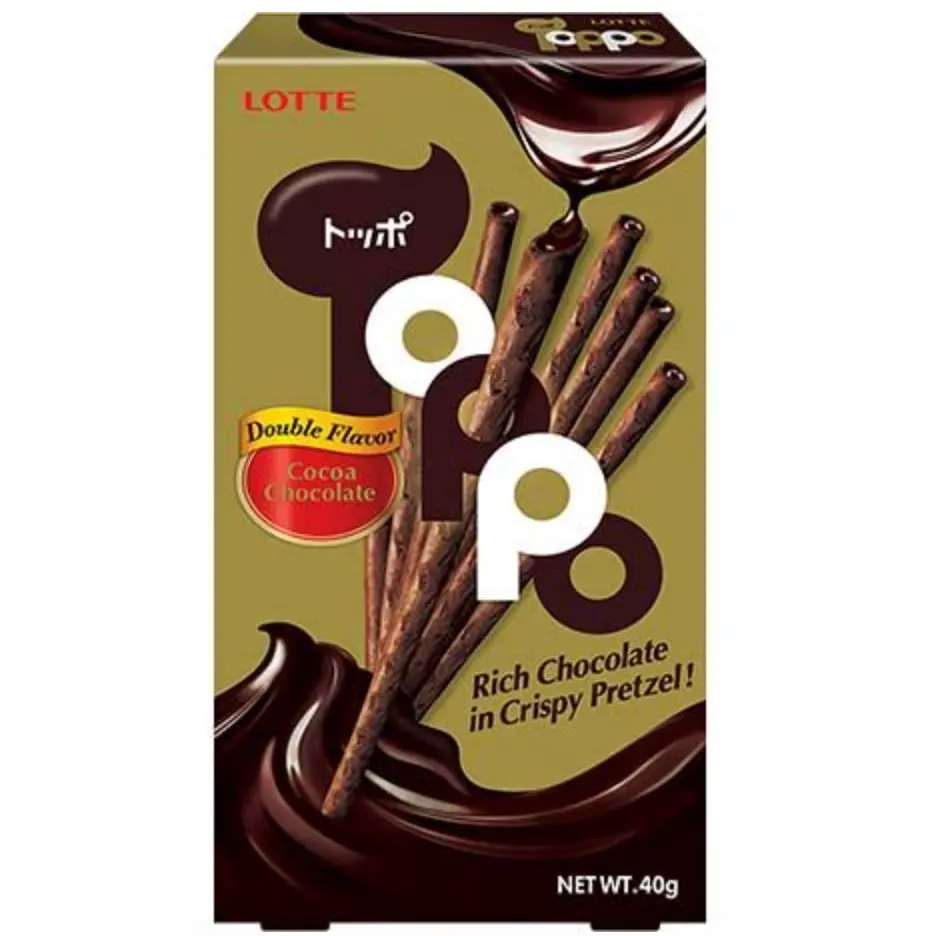 LOTTE Toppo Kaksinkertaisen suklaan makuiset täytetyt keksitikut 40 g | LOTTE Toppo 夹心饼干棒 双重巧克力味 40g