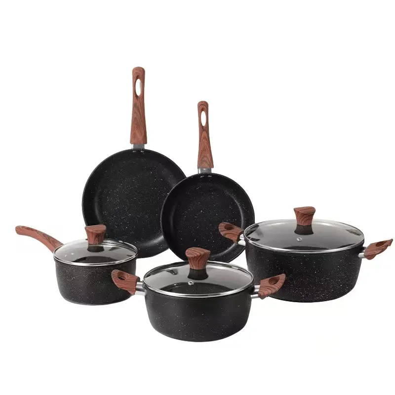 5件套麦饭石不粘涂层厨具 | 5-Piece Cookware Set with Maifan Stone Non-Stick Coating 