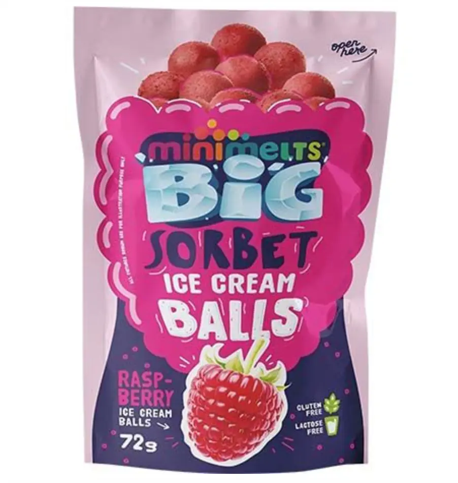 Mini Melts Ice Cream Sorbet Balls Raspberry Flavor 72g | Mini Melts 冰淇淋雪芭球 覆盆子味 72g 