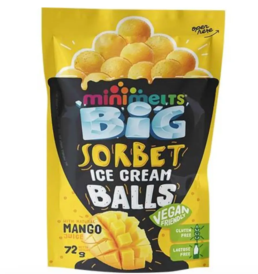 Mini Melts Ice Cream Sorbet Balls Mango Flavor 72g | Mini Melts 冰淇淋雪芭球 芒果味 72g