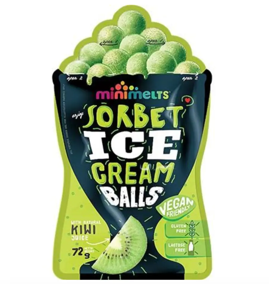 Mini Melts Ice Cream Sorbet Balls Kiwi Flavor 72g | Mini Melts 冰淇淋雪芭球 猕猴桃味 72g