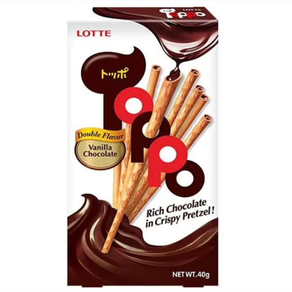 LOTTE Toppo Pretzel Sticks Vanilla Chocolate Flavor 40g | LOTTE Toppo 夹心饼干棒 香草巧克力味 40g