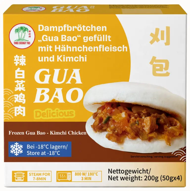 TCT Frozen Gua Bao Bun Chicken Kimchi Flavor 200g | TCT 刈包 辣白菜鸡肉味 200g